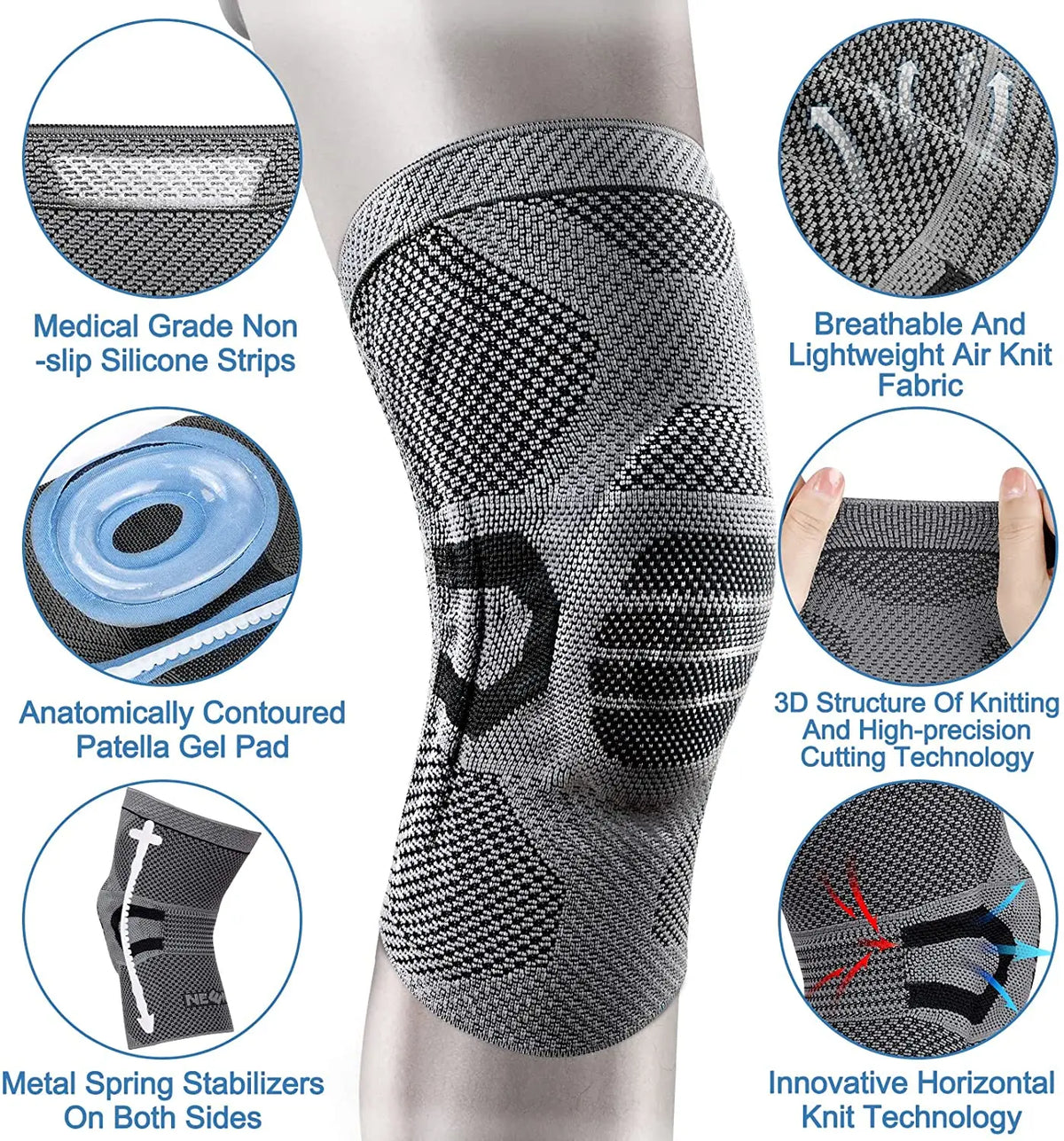 NEENCA Knee Brace Compression Knee Sleeve Support Sports Knee Pad for Pain Relief Running, Workout, Arthritis, Joint Recovery