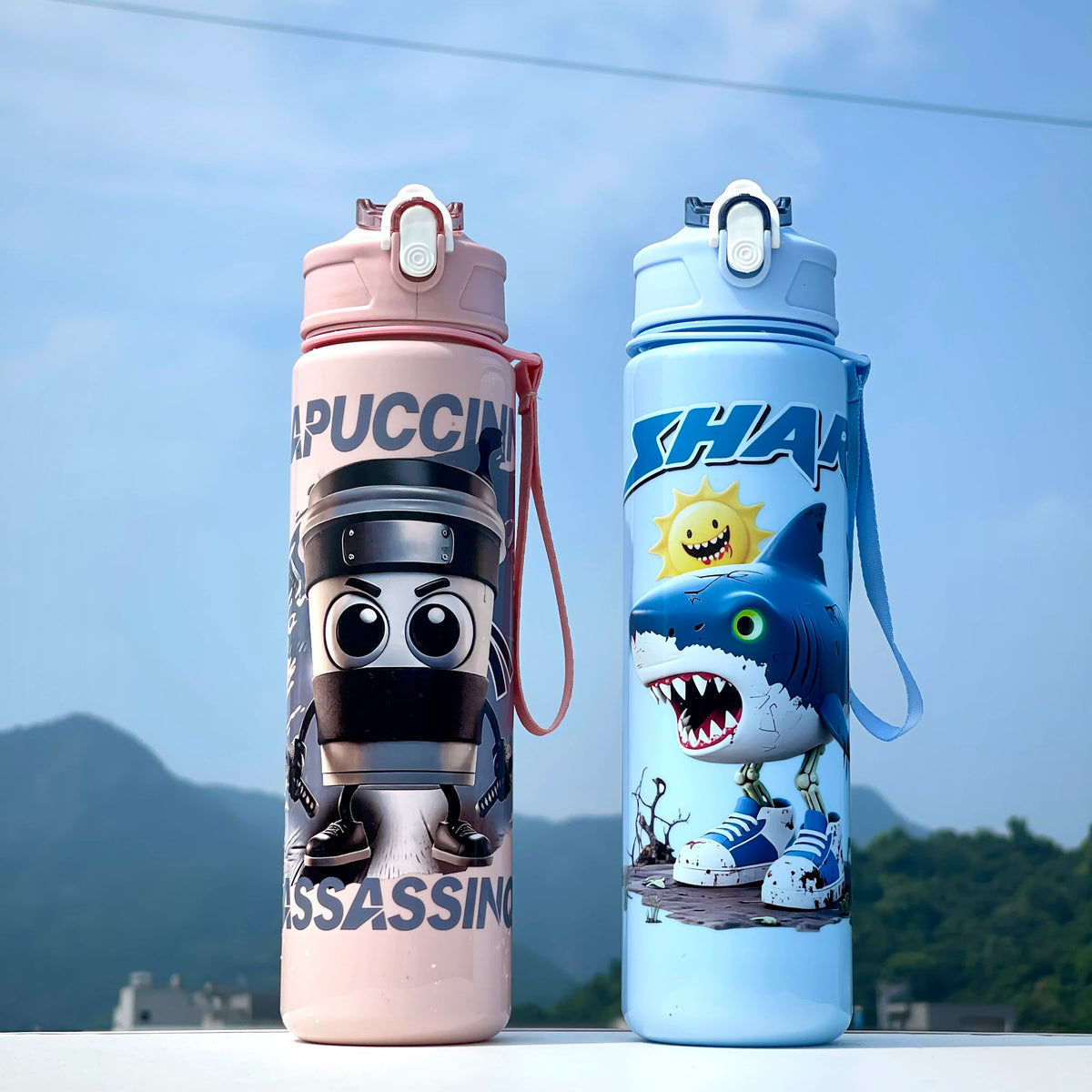 750ML Italian Brainrot Water Bottle Outdoor Drinking Cartoon Sports Cups Tung Tung Tung Sahur Tralalero Tralala Christmas Gift