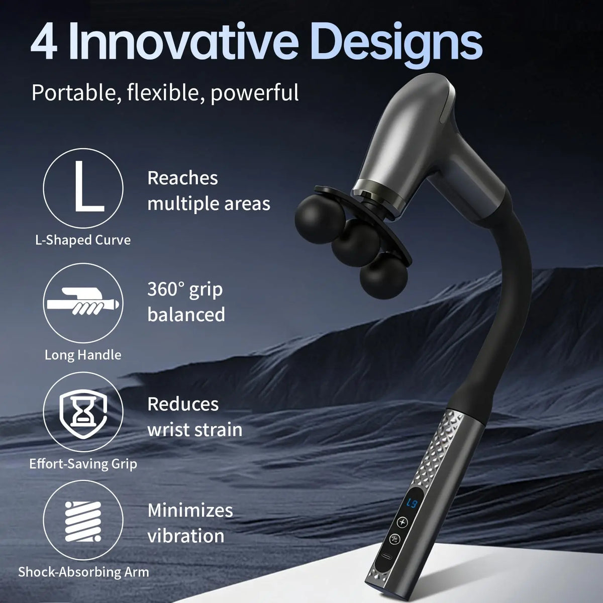 2026 Smart Electric Fascia Gun Rechargeable Handle Bent Long Handle Muscle Relaxation Massager Home Back Muscle Christmas Gift