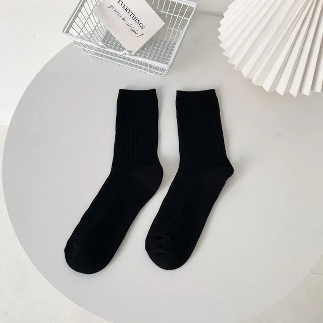 Solid Cotton Socks Women Ins Green Long Socks lolita skateboard Femme Stripe Socks Ankle Dress Calcetine Medias skarpety zimowe