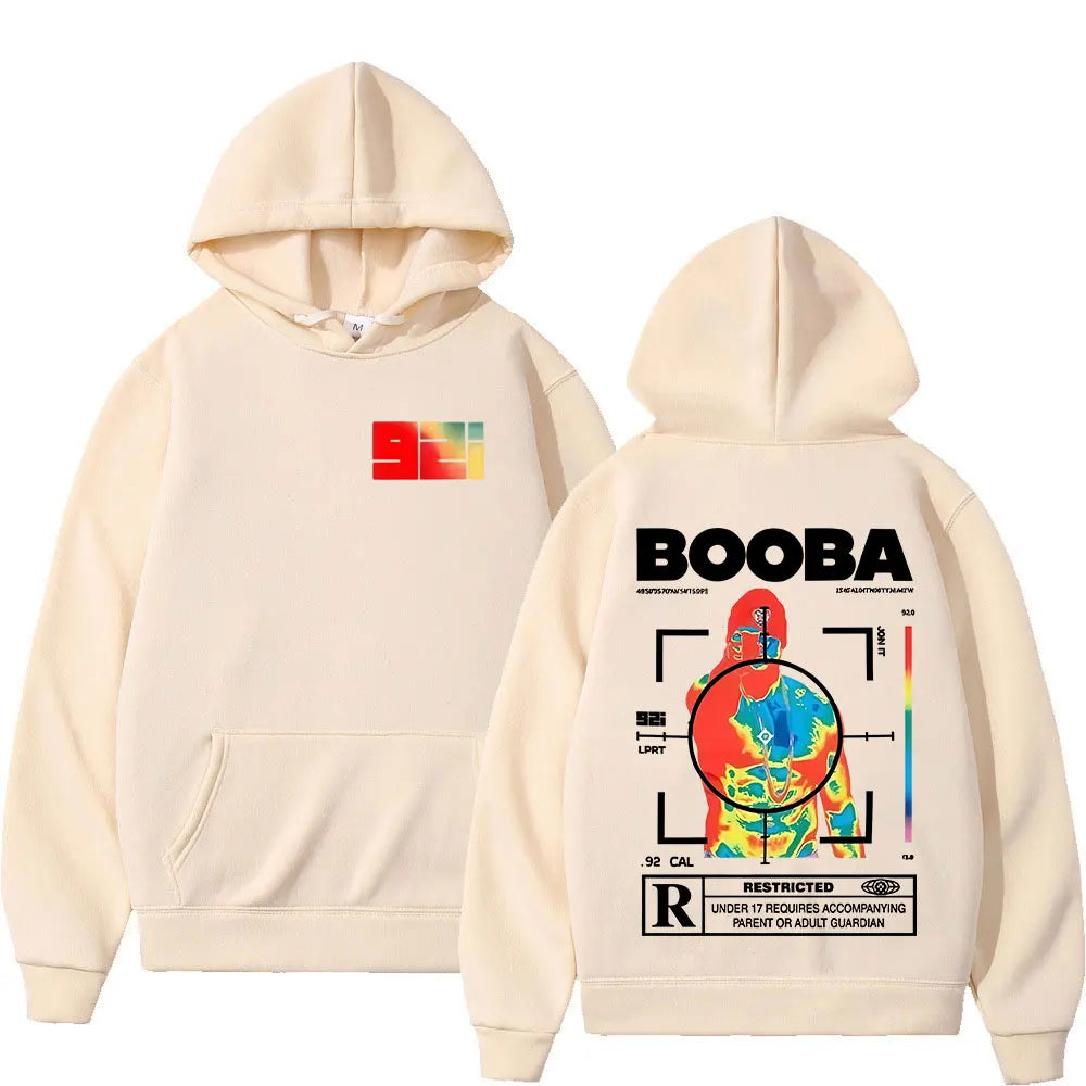 France Rapper BOOBA B2O Tour 2025 Hoodies Men's Retro Style Hip Hop Long Sleeves Hooded Sweatshirts Clothing Oversized Pullover