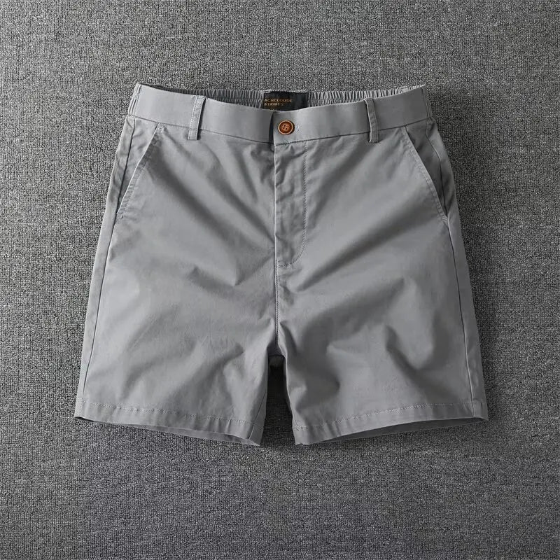 Men's Summer Casual Shorts Pure Cotton Solid Color Stretchy Straight Pants Trendy Hight Waist Elastic Waist Quarter Beach Pants