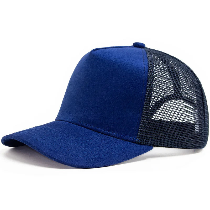 Unisex Hot Selling 5 Panel Mesh Suede Trucker Hat Men High Quality Baseball Cap Spring Summer Breathable Adjustable Sports Hats