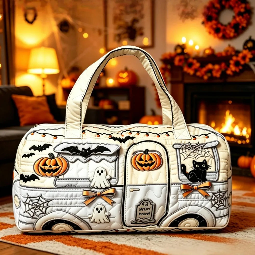 Halloween Quilted Bus Pumpkin Bag Women's Handbag Valentine's Day Gift Travel Bag Multi functional Sports Short Distance Handbag