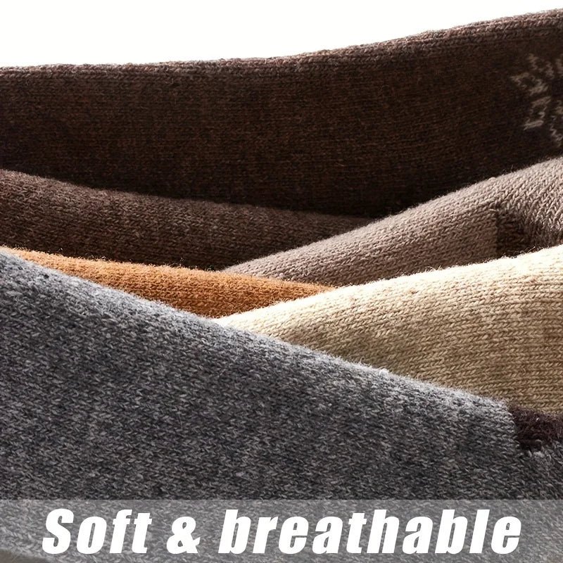 5Pairs Winter Thicken Wool Socks Warm Snow Women Socks Against Cold Middle Tube Outdoor Sports Socks Christmas Elk Socks Gift