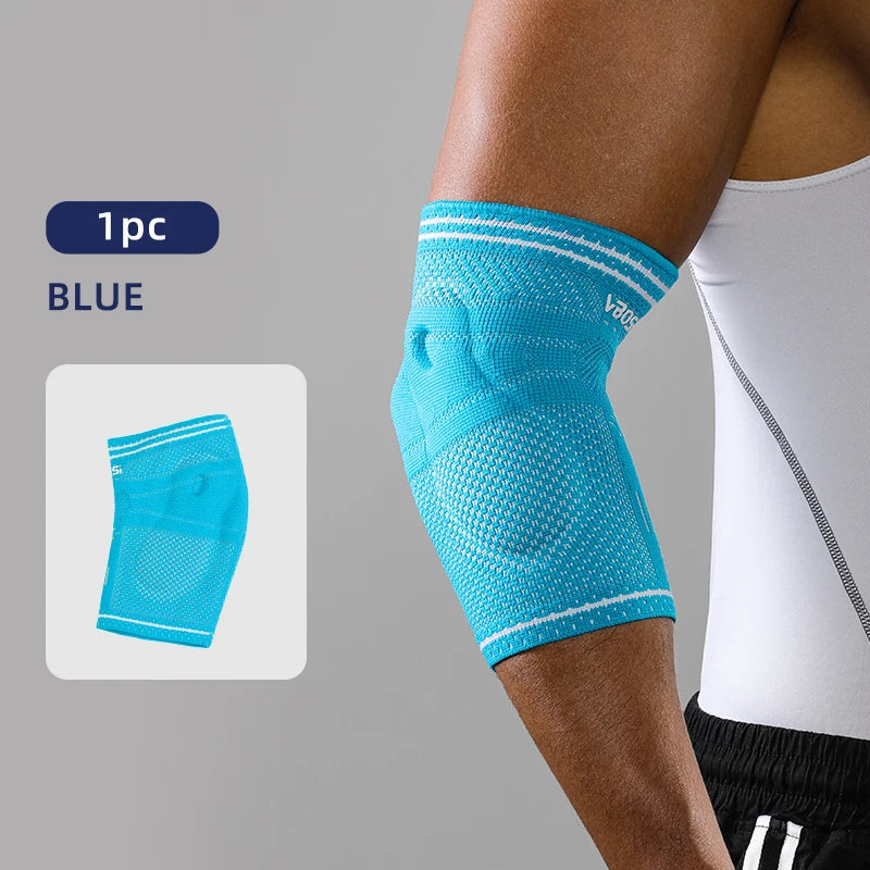 VBOSI 1pc Men Women Elastic Breathable Unisex Elbow Support Arm Sleeves with Gel Pads, Ergonomic Design & Air Holes