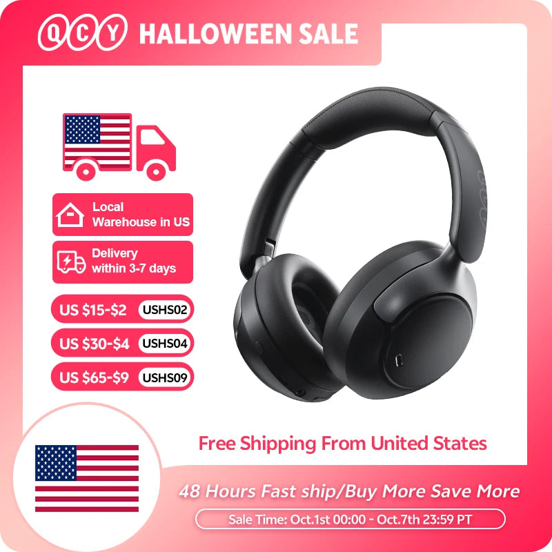 QCY H3 Pro ANC Wireless Headphone 50dB Noise Canceling Hi-Res Spatial Audio Earphone with LDAC Bluetooth 5.4 Over Ear Headset