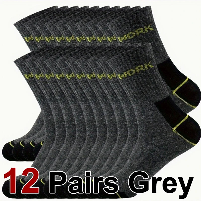 6/12 Pairs High-Quality Men Business Odor Proof Mid Tube Socks Sweat Absorbing Breathable All Season Sports Leisure Socks
