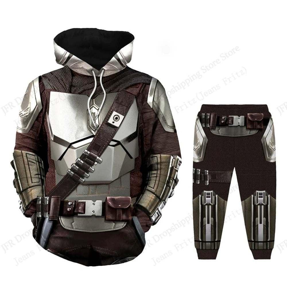 Two Piece Hoodie Pant Sets Anime Movie Armor 3d Print Sets Men Women Fashion Hoodie+Pant 2 Piece Suit Run Sports Tracksuit New