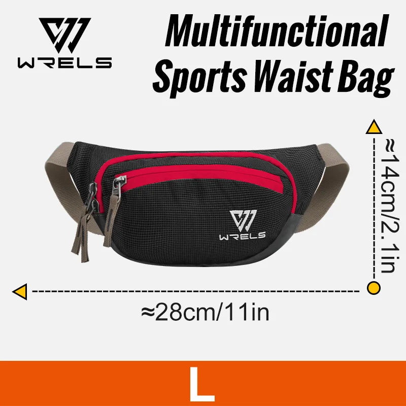 WRELS Running Waist Belt Bag Sport Multifunctional Ultralight Bounce Free Running Waist Pack Waterproof Fitness Mobile Phone Bag