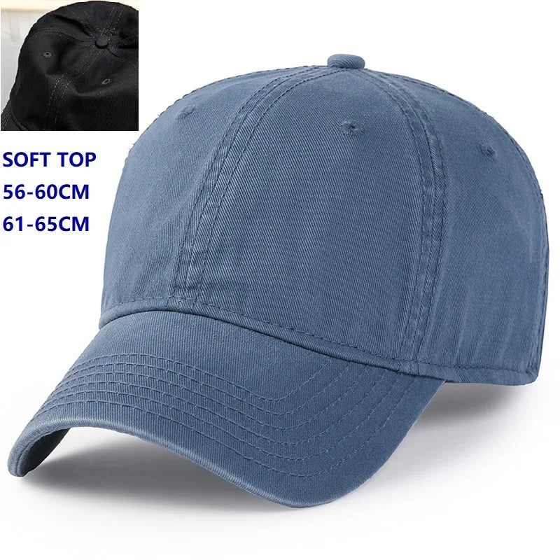 Men Women Oversize XXL 100% Cotton Baseball Cap, Large Hat for Big Heads 56-63cm (23.5'-25.5'), Adjustable Plain Dad Cap