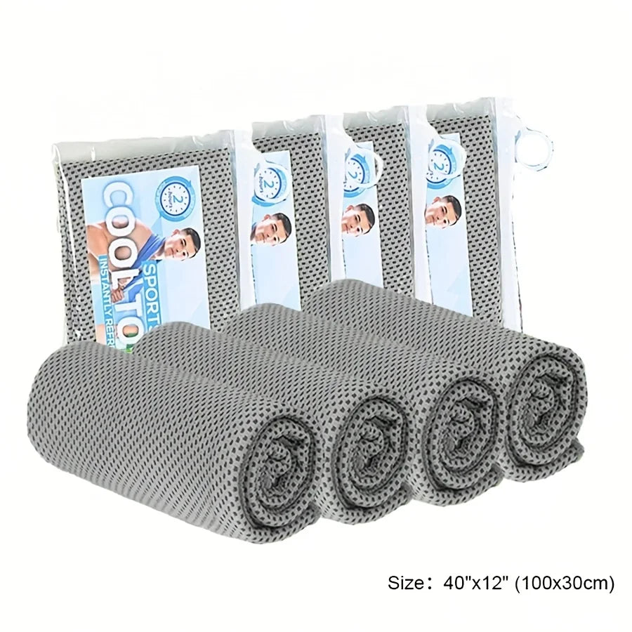 4pcs Sports Cooling Towels (100x30cm), Soft Breathable Quick Drying Towel For Outdoor, Gym, Yoga, Exercise, Fitness, Running