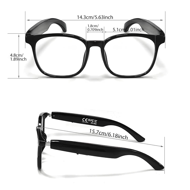Smart AI Translation Wireless Glasses, Casual Touch Operation, Built-in Speaker, Stylish for Outdoor Cycling and Work