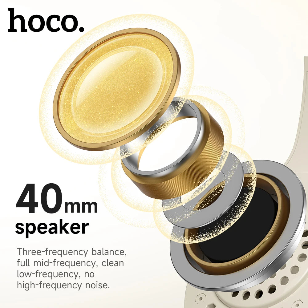 HOCO W46 Wireless Bluetooth Headphone 40MM Speakers Music Earphone For Sports Gaming Foldable Design Portable Over-ear Headset