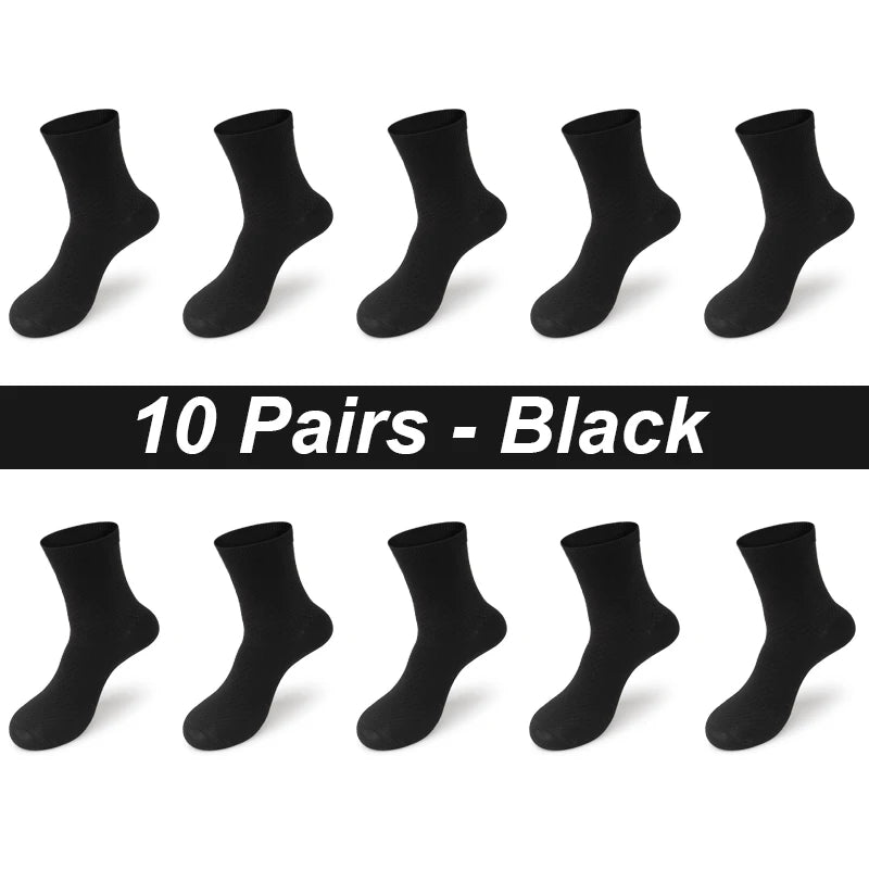 Bamboo Fiber Men's Socks 10Pairs Black Business Soft Breathable Long High Quality Autumn for New Male Sock Plus Size 39-48