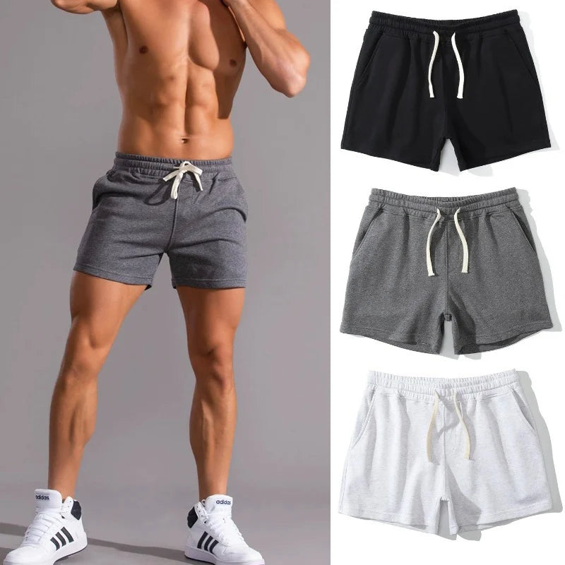 2025 Gym Summer Fitness Shorts Mens Elastic Casual Sport Shorts 2Pcs Breathable Surffing Seaside Resort Solid Running Sportswear