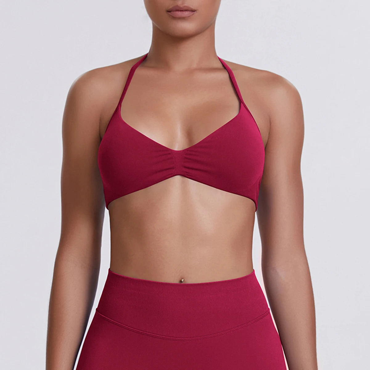 Sexy Neck Strap Bra for Woman Summer Breathable Backless Yoga Bra Women Fitness Solid Color Yoga Sports Bra Workout Top
