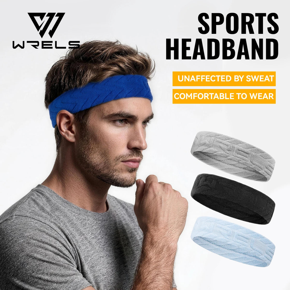 WRELS Sweatband Headband Terry Cloth Absorbent Thick Yoga Running Basketball Gym Workout Athletic Men Women Sport Hair Band