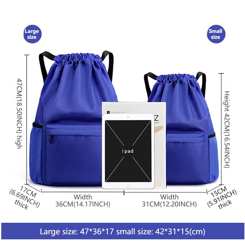 Loogdeel Portable Gym Football Drawstring Bag Quick Drying Large Capacity Oxford Cloth Backpack Solid Color Adjustable Straps