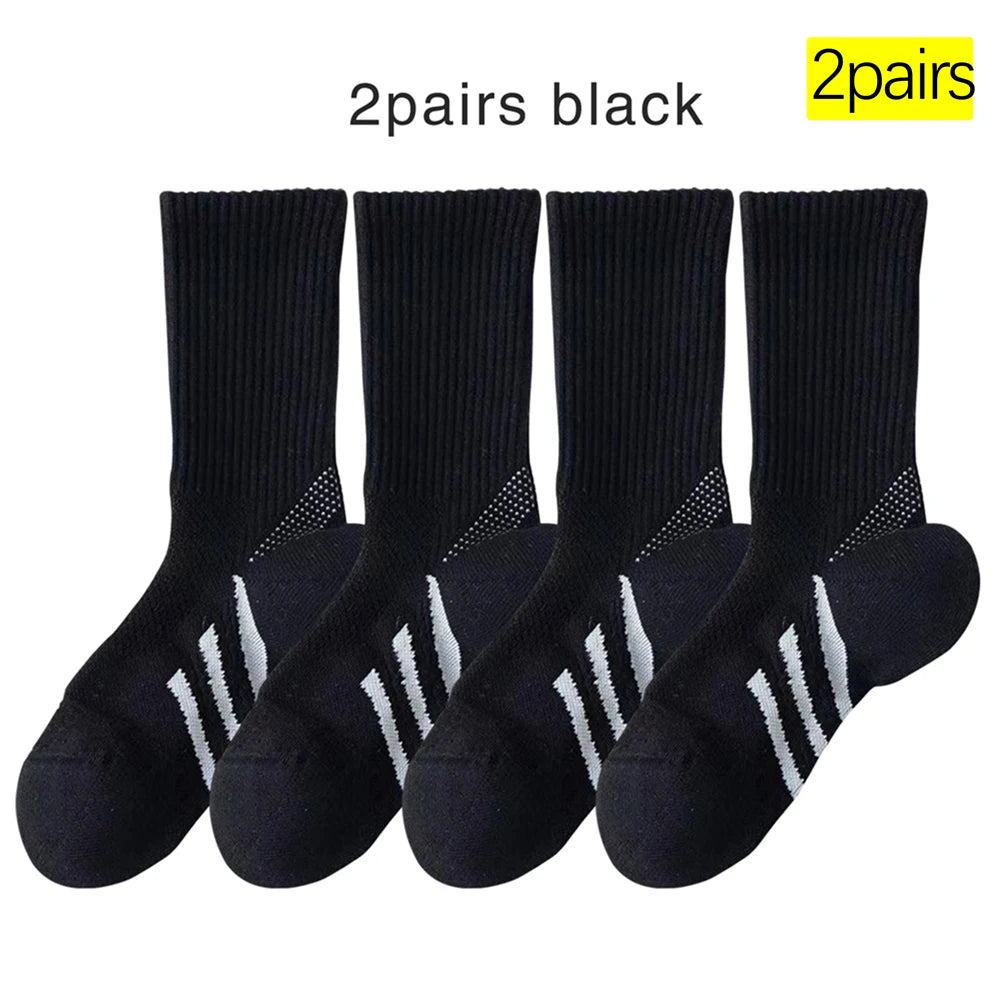 1/2Pairs Professional Arch Support Thick Cushioned Mid-Calf Socks (Badminton/Tennis/Fitness) Shock Absorbing Performance Socks