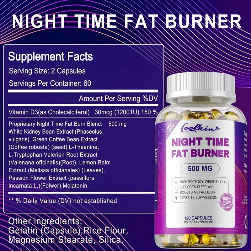 Night Time Fat Burning Capsule - Supports Immune System Health, Appetite Suppression, Healthy Weight Management