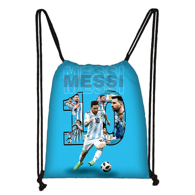Child Printed Drawstring for s Football L-LionelS M-MessiS Shopping Bag Men Women Football Sports Gym Storage Yoga Backpack