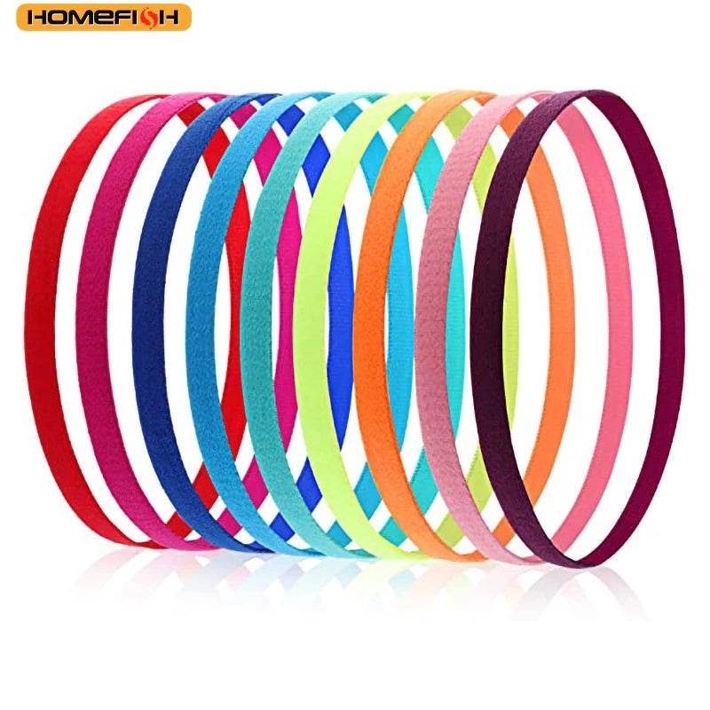 HOMEFISH 2PCS Elastic Silicone Sport Headband, Anti‑Slip Lightweight Hairband for Men Women Fitness Gym Cycling Outdoor Sports