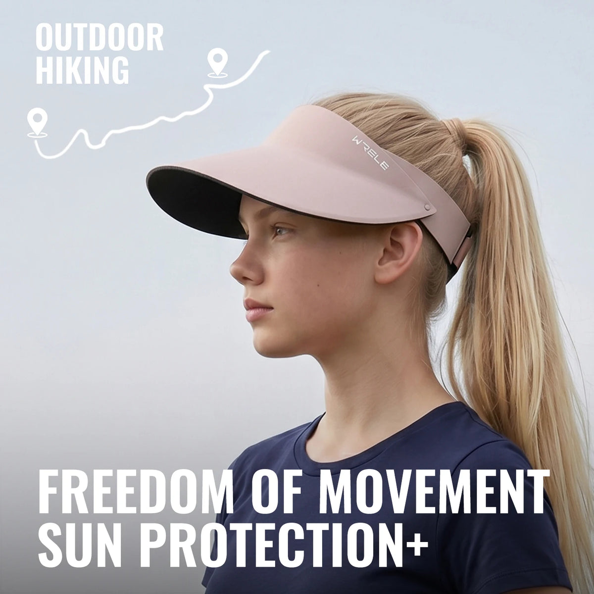 WRELS Sports Sun Visor Hat UV Protection Wide Brim Summer Beach Cap Ponytail Golf Tennis Baseball Running Outdoor Topless