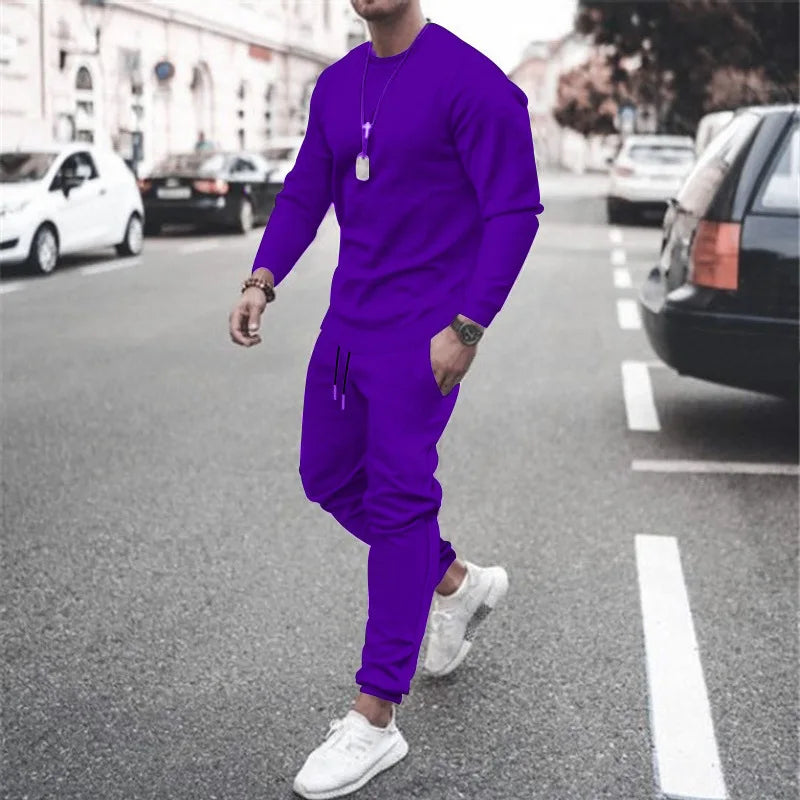 Men's 2025 popular Two-Piece Jogger Sports Suit Warm Autumn Winter Tracksuit Set with Running Sweatshirt And Sweatpants