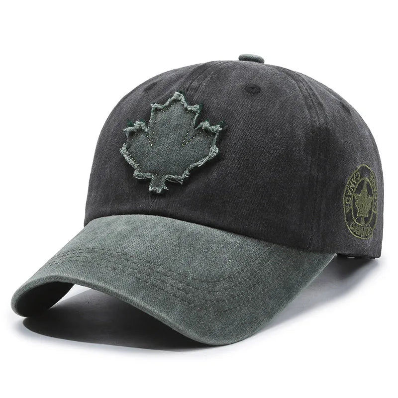 European and American Maple Leaf Retro Baseball Men and Women Washed Cotton Duck Tongue Spring Summer Outdoor Color Matching Hat