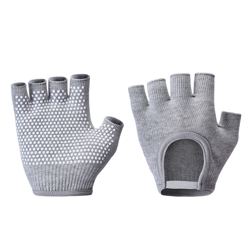 Women Anti-slip Yoga Gloves Cotton Fitness Half Finger Gloves Breathable Outdoor Cycling Bicycle Pilates Sports Fishing Gloves