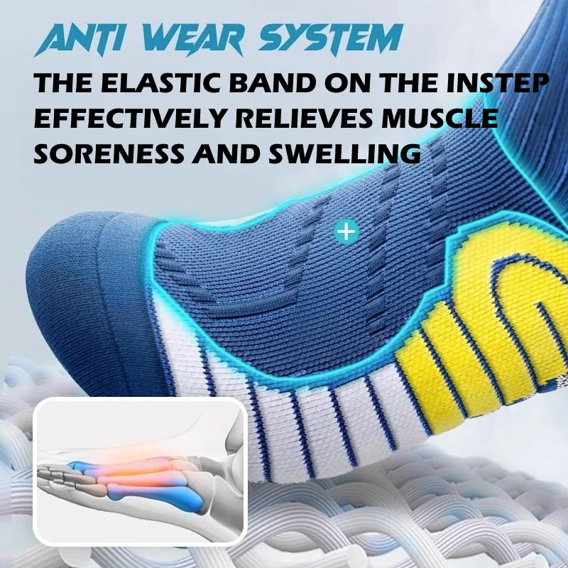 2 Pairs Professional Running Marathon Socks Men Large Size Basketball Badminton Tennis Socks Thickened Towel Bottom Sports Socks