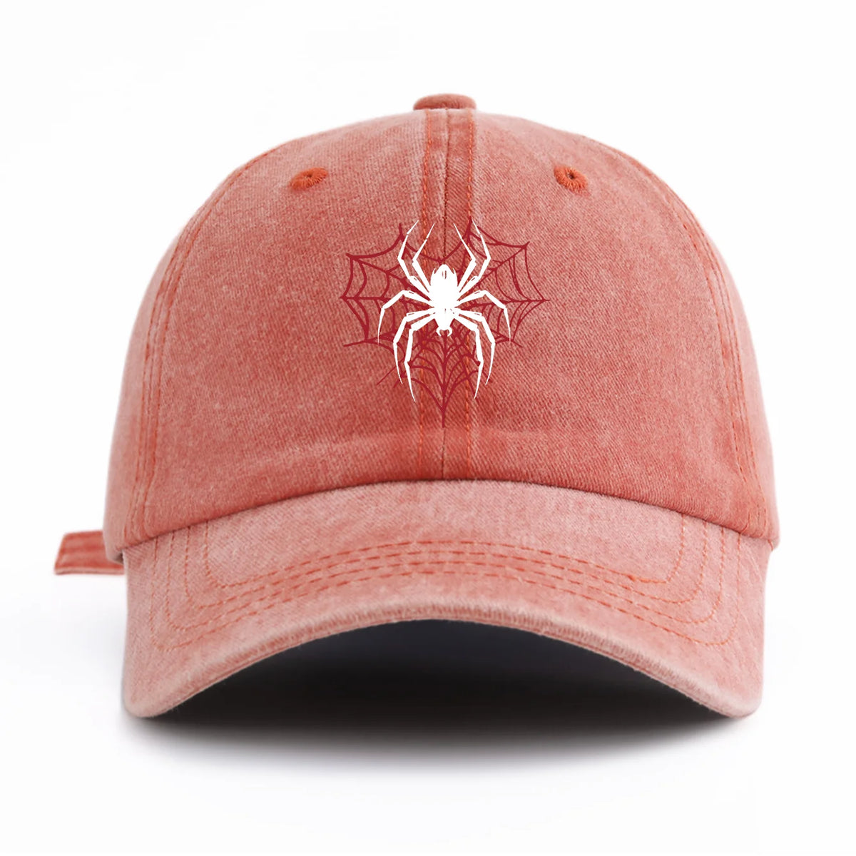 1pc Spider Print Washed Baseball Cap for Adults,Minimalist Retro Style Casual Soft Adjustable Dad Hat,Perfect As Gift