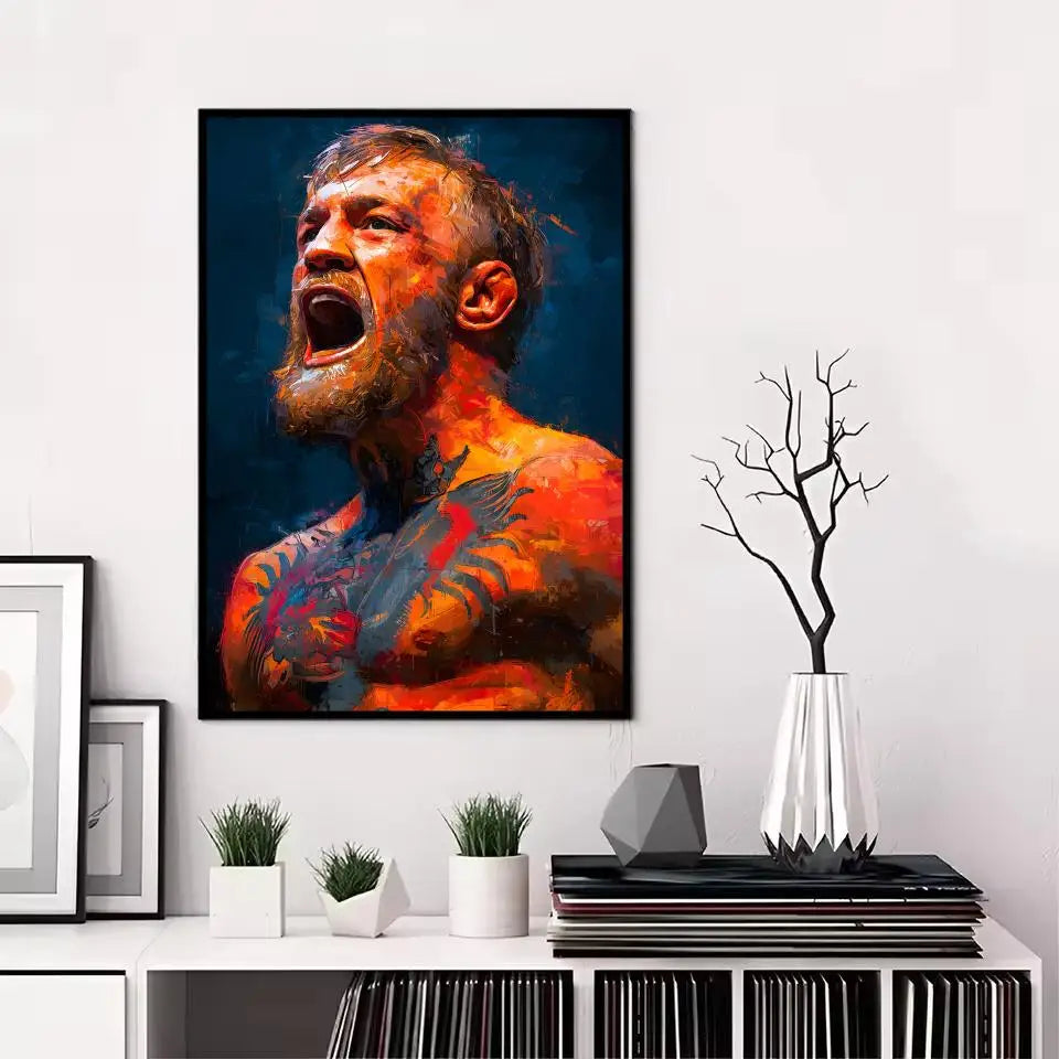 Khamzat Chimaev Painting Calligraphy Canvas Poster: Crease Free Waterproof Durable All Space Wall Decor