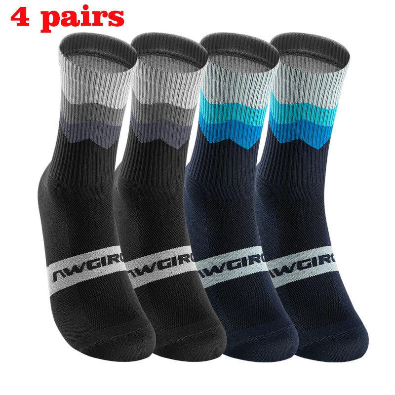 GKRQ 4 Pairs Bike Socks Men Nurse Compression Cycling For Women Mtb Guard Socks Stockings Sport Grip Barre Socks