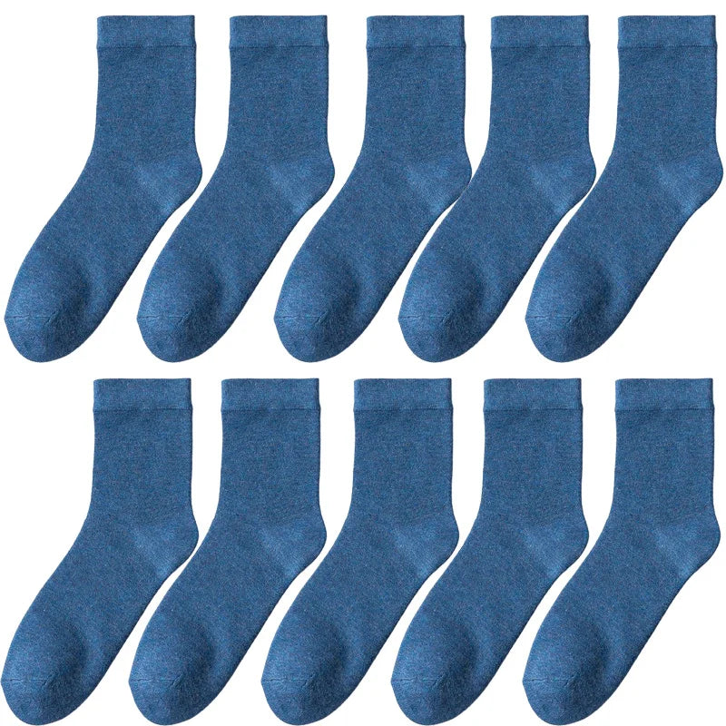 10 Pair Women's Bamboo Fiber Socks Harajuku Retro Solid Color Casual Ladies Set Black Socks Korean Style White Socks