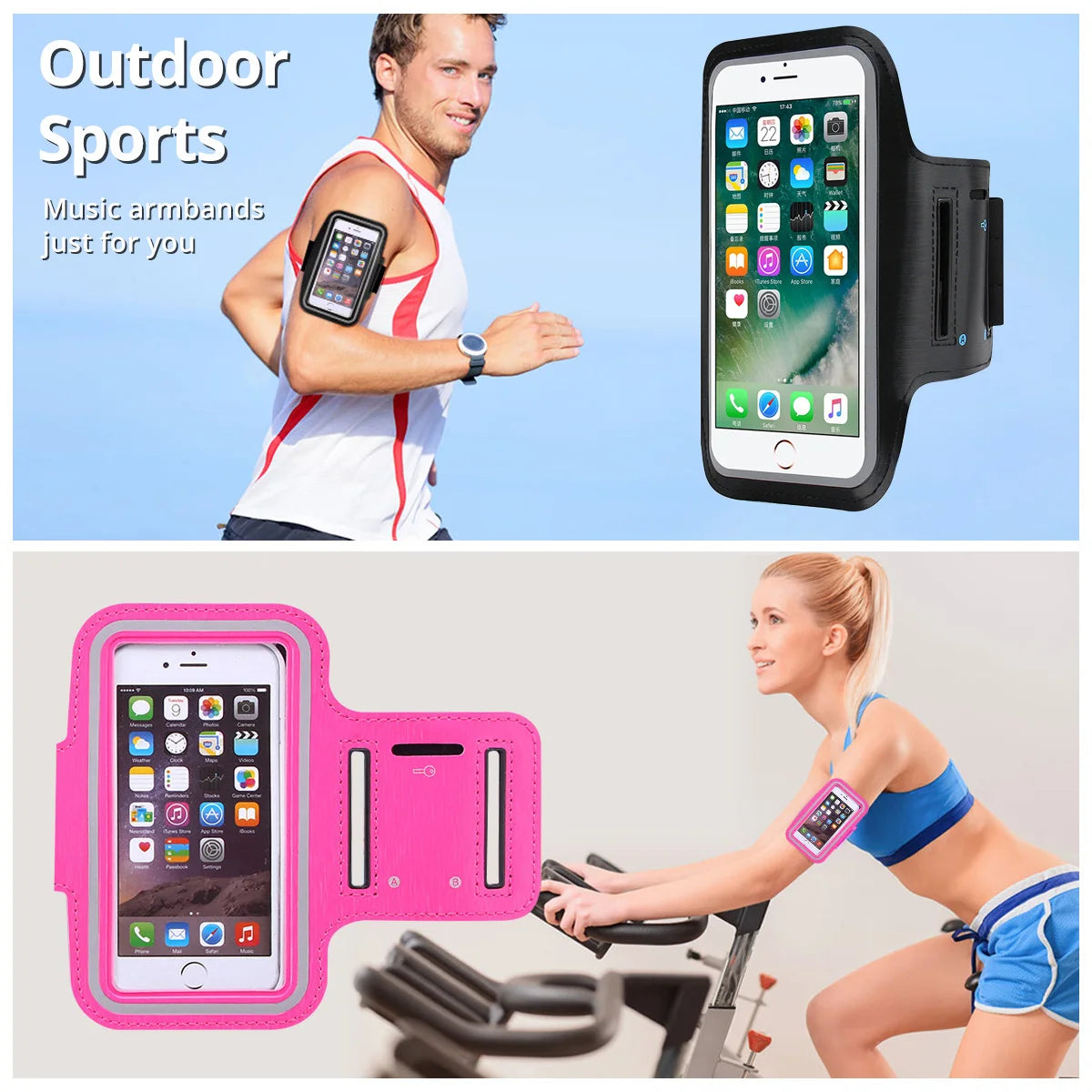 ANKNDO Outdoor Sports Phone Holder Armband Case for Samsung Gym Running Phone Bag Arm Band Case for iPhone 14 13 12 Pro Max