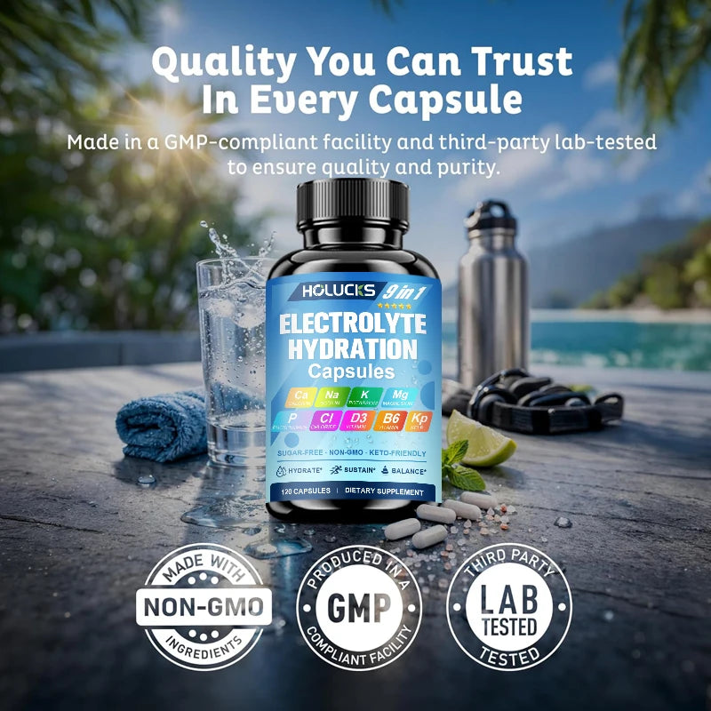 Electrolyte Hydration Capsules, Workout Recovery & Muscle Support, Energy Production, for Fluid Balance