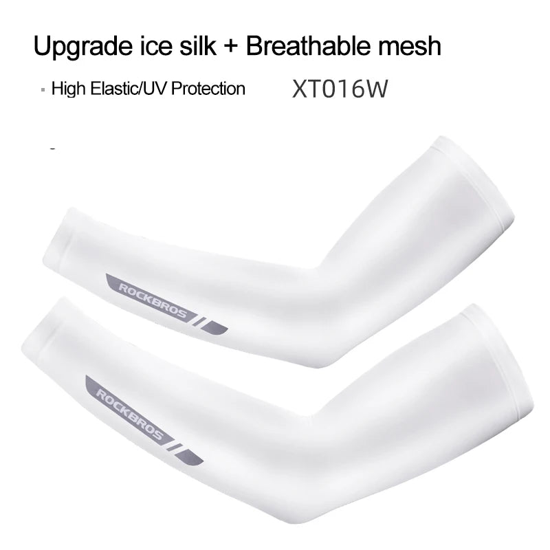 ROCKBROS Ice Fabric Running Camping Sleeves Breathable Sleeve Quick Dry Arm Protect UV400 Arm Cover Summer Sports Safety Gear