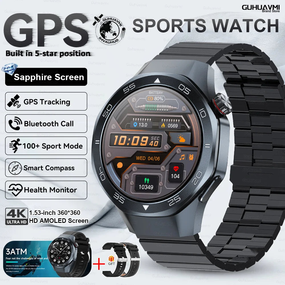 New Watch 6 Pro SmartWatch Built-in GPS Bluetooth Call Heart Rate 3ATM Waterproof 1.53
