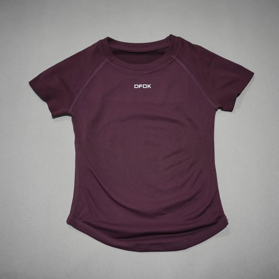 DFDK Women Breathable Sports T Shirt Short Sleeve Round Neck Elastic Casual Tops For Gym Yoga Running Fitness