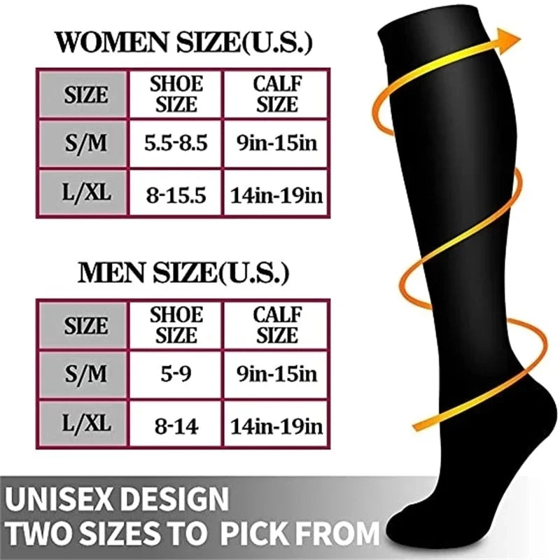 Varicose Compression Socks Blood Circulation Knee Length Elastic Socks Gym Outdoor Marathon Cycling Natural Hiking Sports Sock