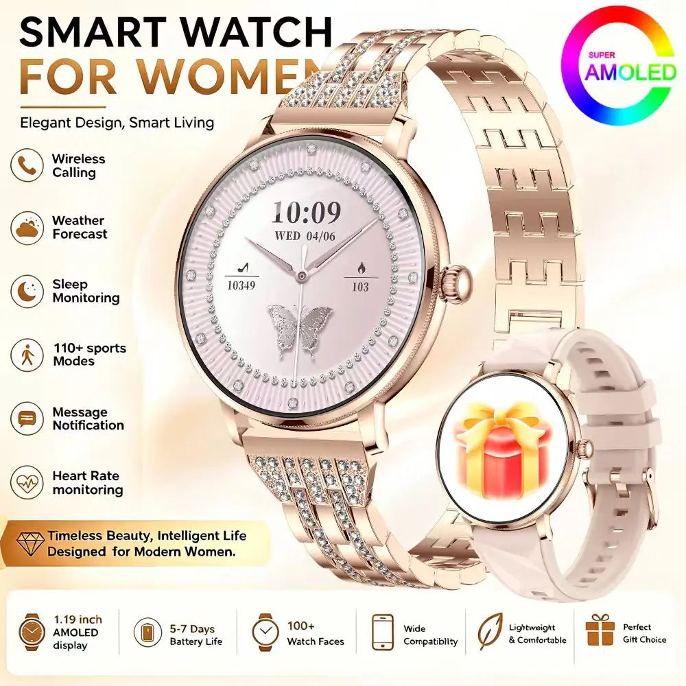2026 Model of Military-Grade Stylish Smartwatch, 1.19-Inch AMOLED Screen, Heart Rate and Blood Oxygen Monitoring, Bluetooth Call