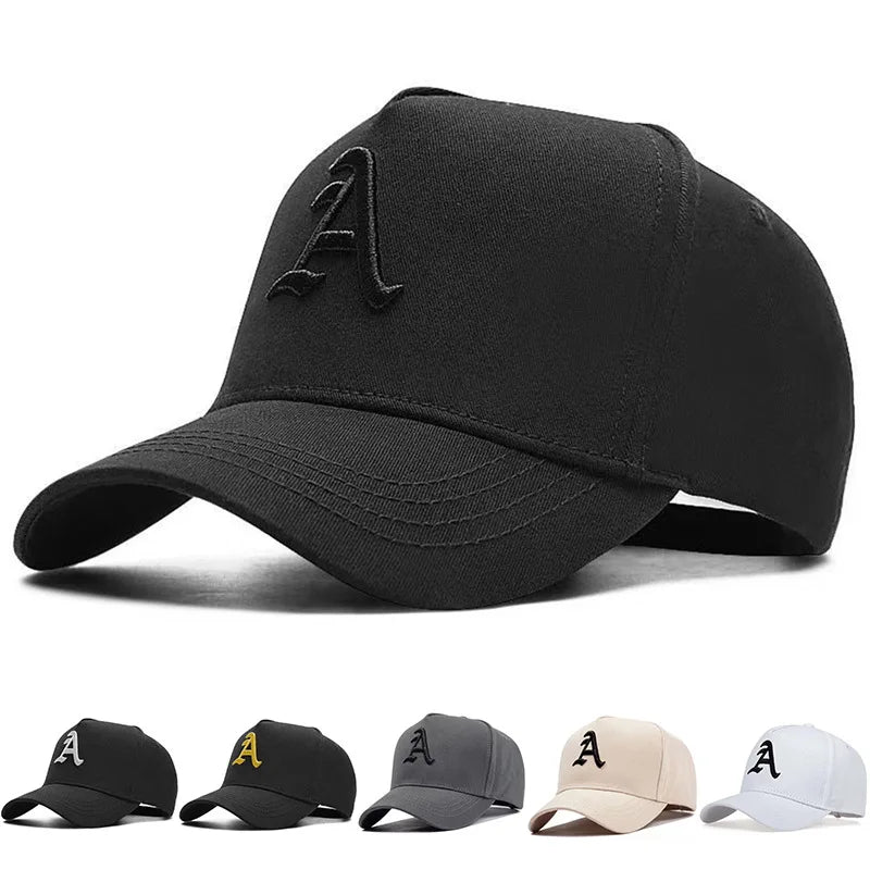 Spring and Summer High Top Baseball Cap Letter A Embroidery Dad Deep Sun Hat Big Head Man Plus Size Snapback Sports Golf Cap