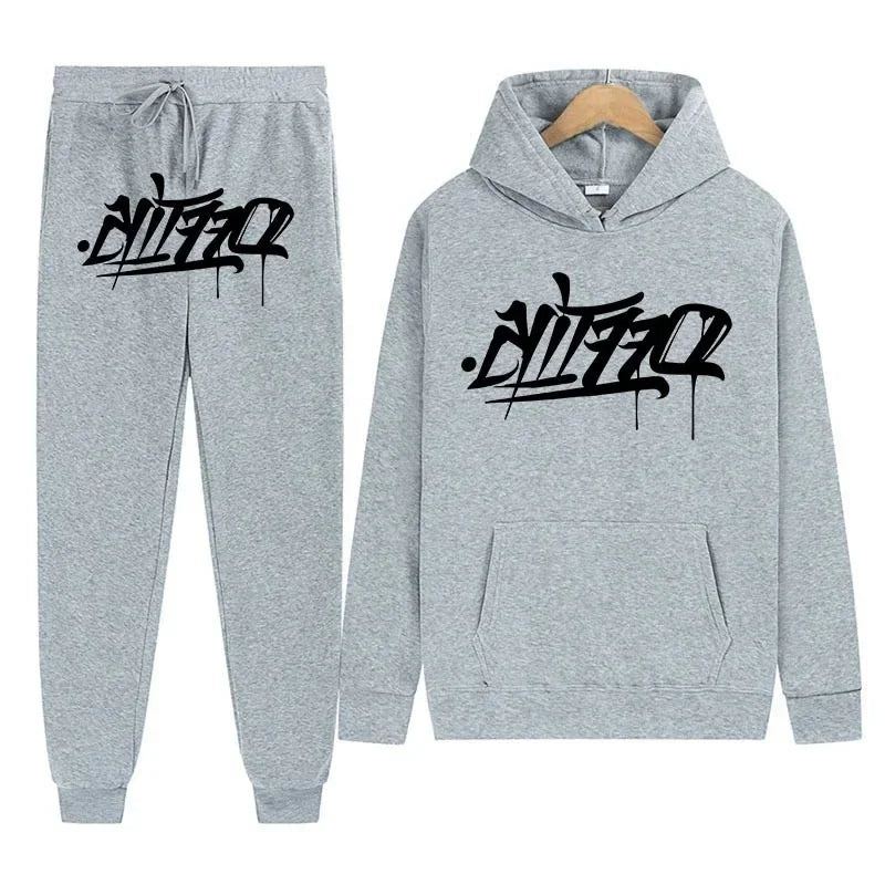 Large supply of men's sportswear, new fashion hip hop suit two-piece set hoodie printed sweatshirt comfortable casual male style