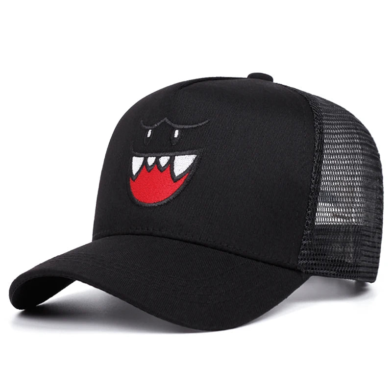 Happy face women men outdoors baseball cap Summer shading breathability Hip hop mesh cap trucker hat