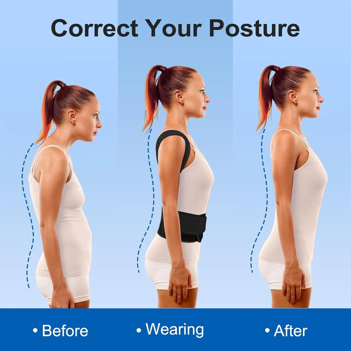 Back Brace Posture Corrector for Women & Men, Adjustable Back Lumbar Support Belt Shoulder Posture Support for Improve Scoliosis