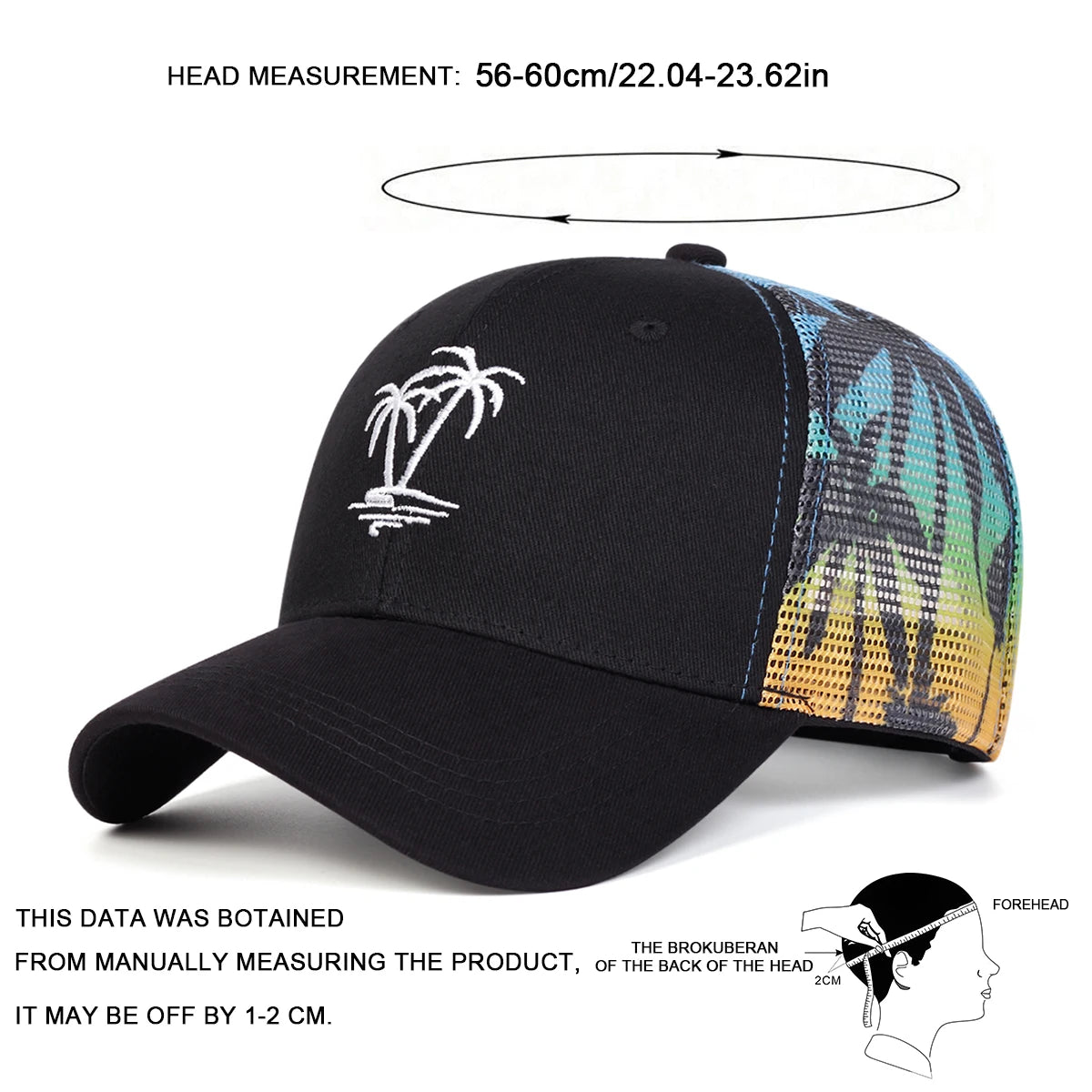 Unisex Coconut Tree Embroidery Baseball Net Caps Spring and Summer Outdoor Adjustable Casual Hats Sunscreen Hat Sports Cap