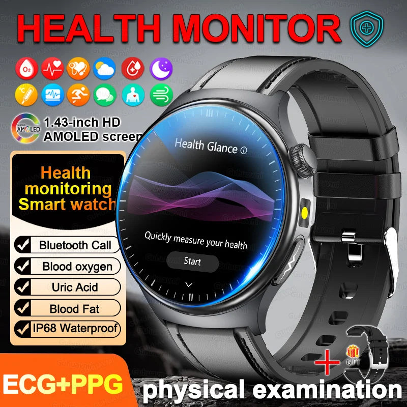 New Accurate ECG Smart Watch Heart Health Analysis Blood oxygen Pressure BT call ECG Smart Watches For Men Women protective film