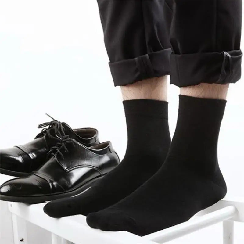 10Pairs/Lot Black Grey Men's Socks Business Solid Color Casual Simple Socks Deodorant Breathable Cotton Sports Mid-calf Socks